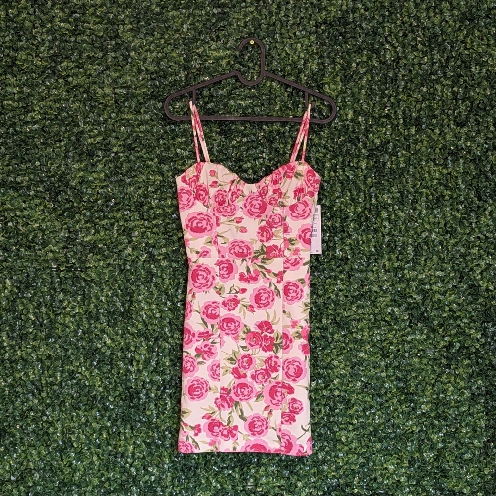 Zara Rose Print Mini Dress, Size XS